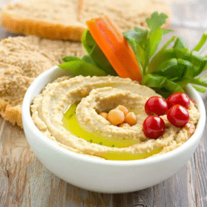 Hummus with roasted vegetables